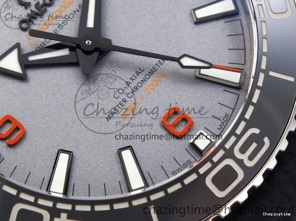 0227 Comfortable Planet Ocean 43.5mm SS VSF 1:1 Best Edition Black Orange Bezel Gray Dial on Nylon Strap A8900 Super Clone V 7730